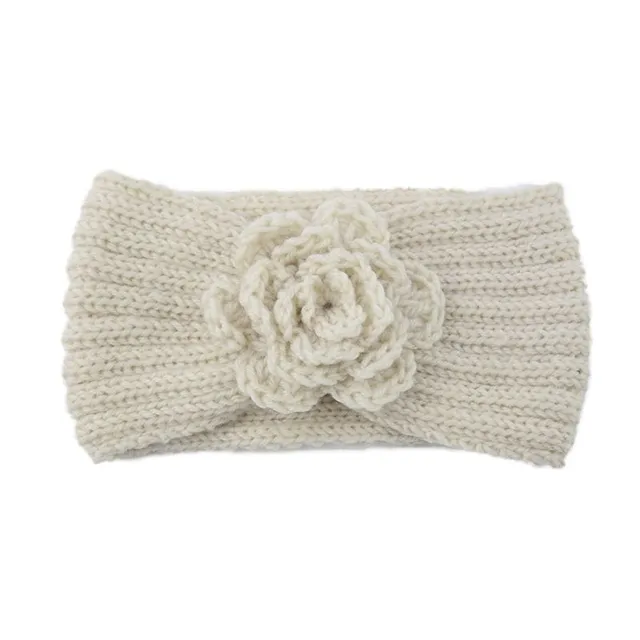 Women's winter knitted headband with flower