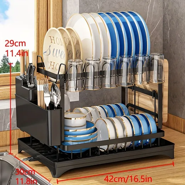 Kétszintes edény- és tányértartó állvány, Nagy kapacitású konyhai tároló állvány, Tál szervező, Edénytartó, Pohártartó, Csöpögtető deszka, Evőeszköz állvány, Konyhai tartozékok, Konyhai kiegészítők