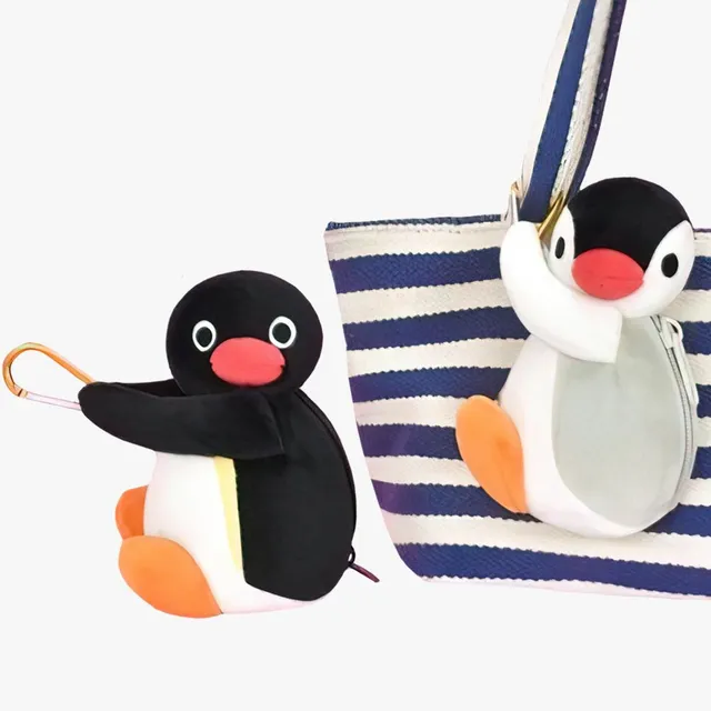 Pingu Penguin plush toy with carabiner for hanging on bag