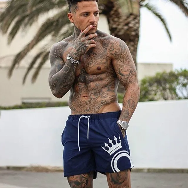 Men's sporty beach trendy swim shorts with print