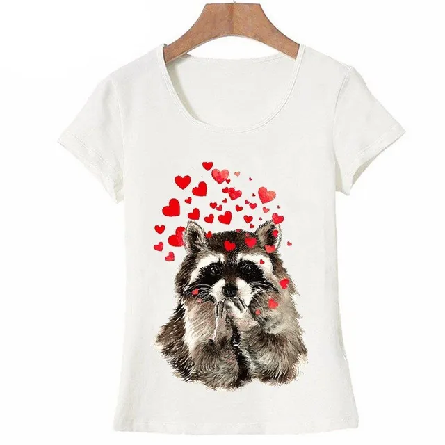 Women's T-shirt with raccoon print