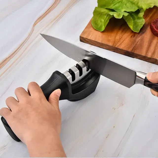 Stainless steel hand scissor sharpener with 3 degrees