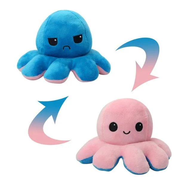 Reversible mood changing stuffed animal - octopus