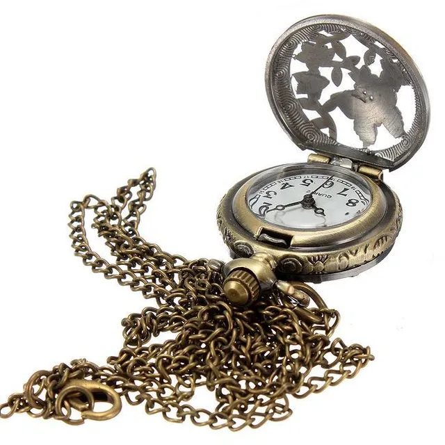 Vintage watch on chain with butterfly motif