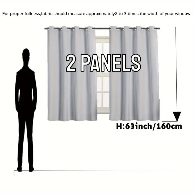 2pc Darkening Insulated Hinges Upper Hinges With Passage For Bedroom Living Room Dining Room Home Decoration