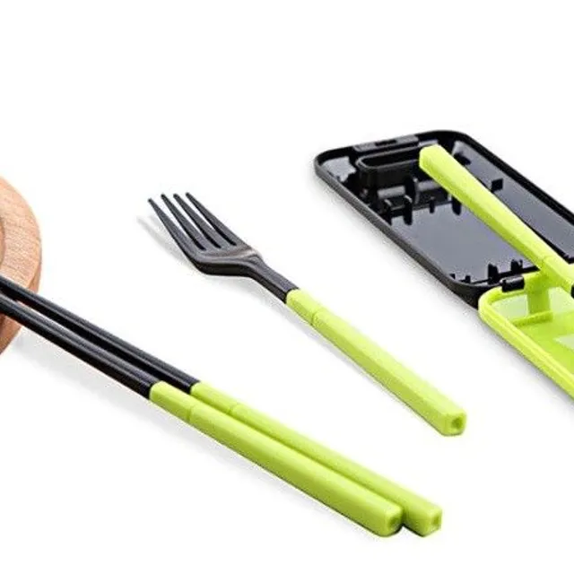 Travel cutlery with wands + case J2311