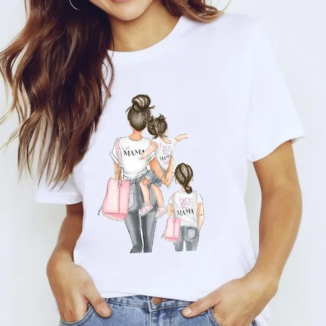 Women's T-shirt with a gentle mother and daughter print CZ23208 S