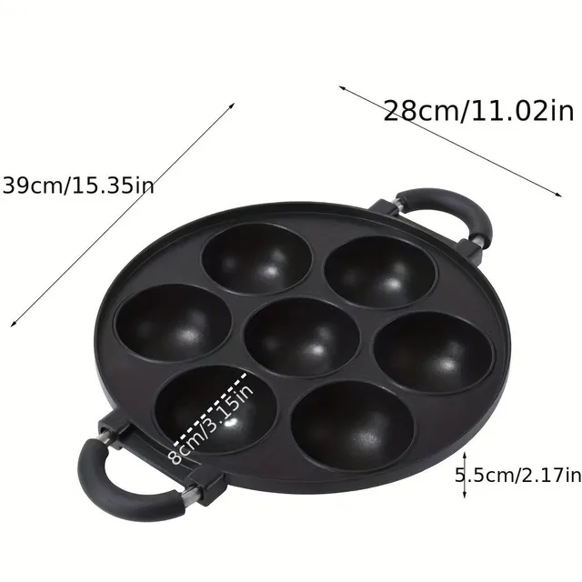 Aluminium pan for takoyaki - 7 holes for perfect balls