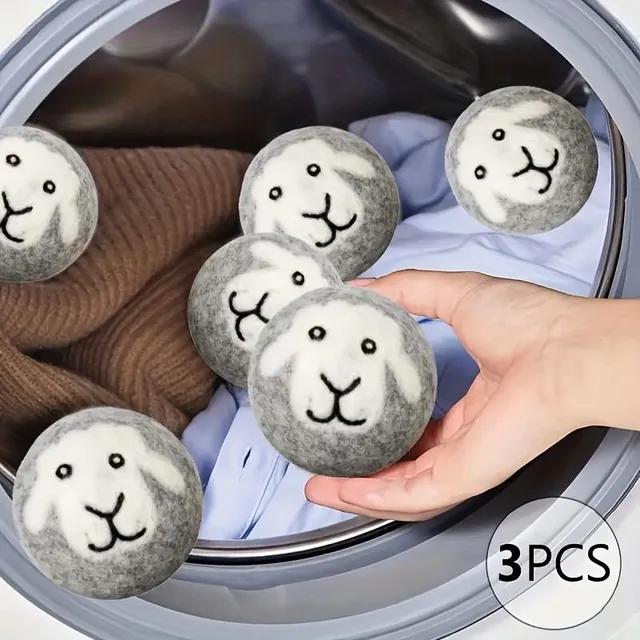 3 pcs Organic drying balls made of wool