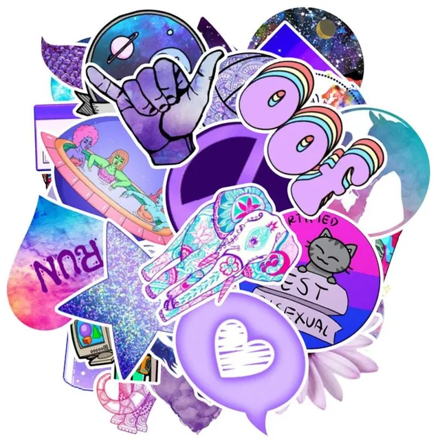 Purple stickers 50 pcs E109