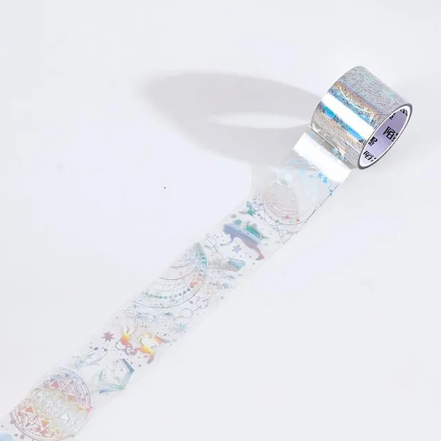 Decorative shiny transparent self-adhesive tape for beautifying notebooks and diaries