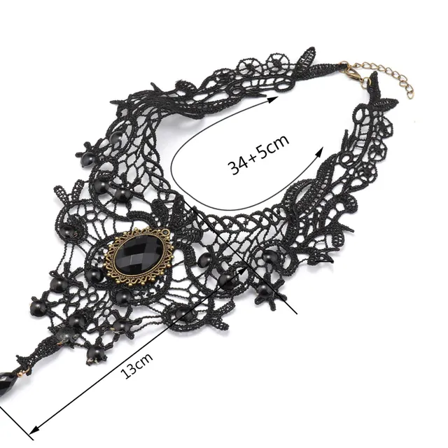 Vintage Ladies Lace Necklace (Black)