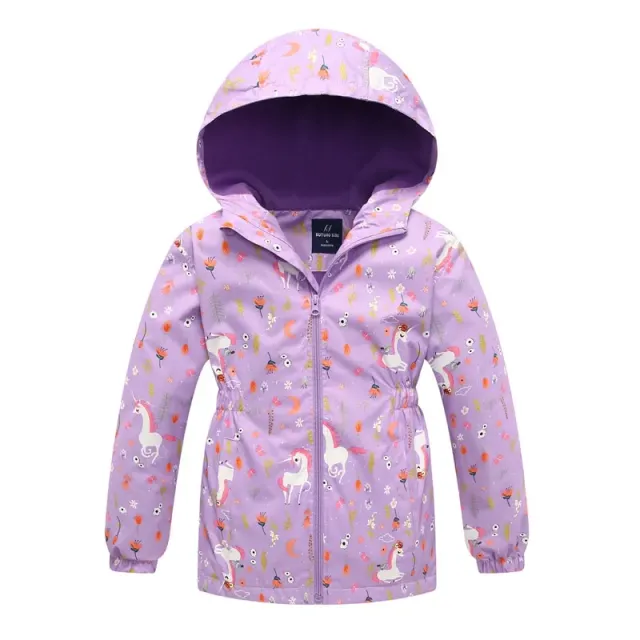 Girls spring floral fleece waterproof jacket