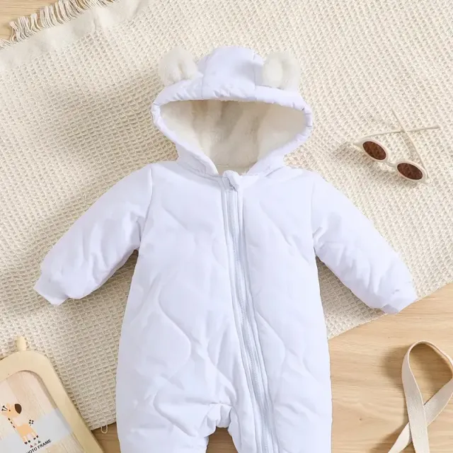 Teplá kojenecká kombinéza s kapucí, dlouhým rukávem a zipem - pro pohodlné zimní procházky