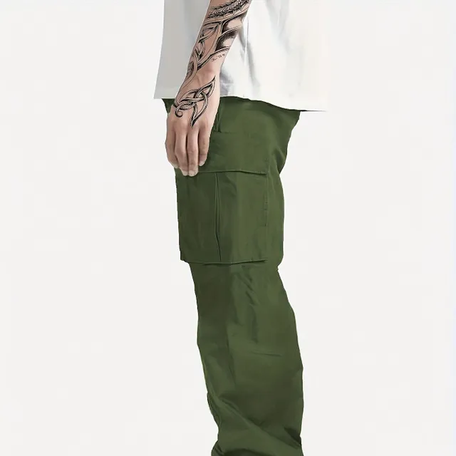 Men's cargo pants made of cotton, comfortable cut, straight pants, multifunctional pockets, ideal for outdoors and free