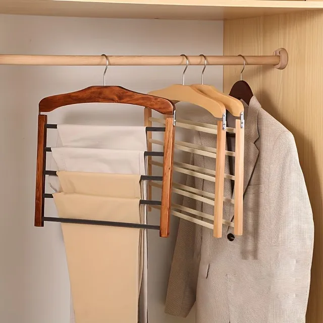 Wooden multi-level rack for trousers