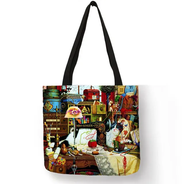 Women's shopping canvas bag with print Anime - on the shoulder