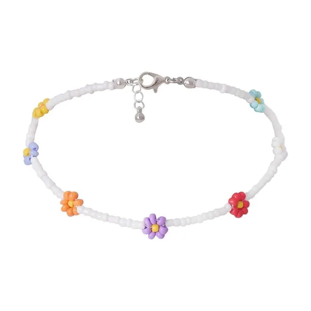 Collar choker de cuentas para mujer con flores