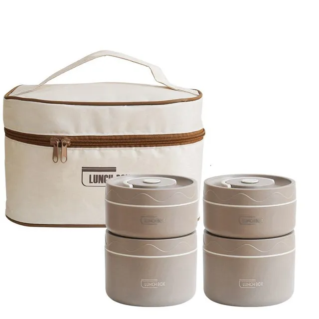 Stainless steel insulated lunch box with thermos and spoon