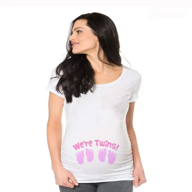 Koszulka damskie dla kobiet w ciąży z krótkimi rękawami s p221-pstwh