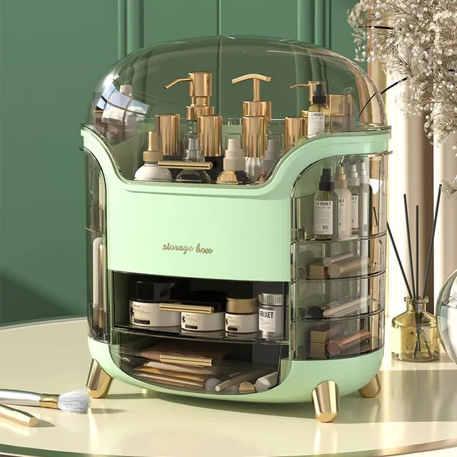 Beauty organizer with lid and drawer