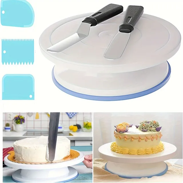 Decoration set: Stainless steel decorated toes, swivel tray, cupcakes cupcakes cupcakes, grocery scissors, baking forms, cake equals