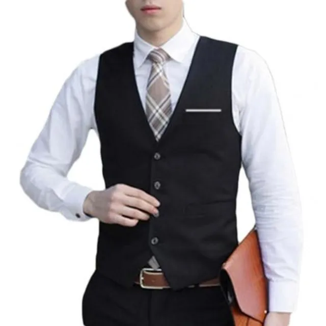 Pánská luxusní společenská vesta Hector Black XL