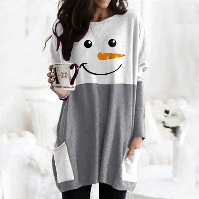 Ladies Luxury Long T-Shirt Snowman