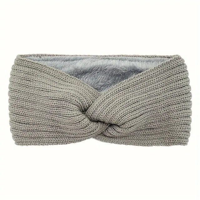 Fashion knitted headband with cross pattern - warm, soft, protects ears from cold