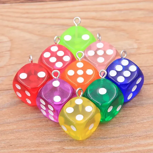 Stylish pendants in the shape of playing cubes - more colours, 10 pieces in the package