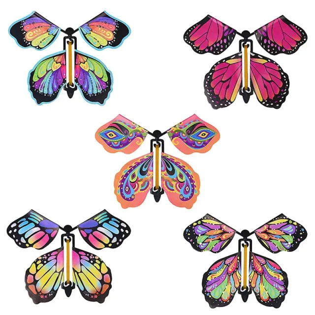 Flying butterfly with rubber drive - set of 5 pieces