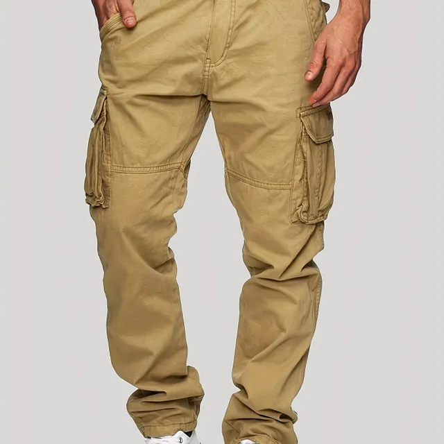 Men's cargo pants made of solid cotton with multiple pockets for every wear, to work and outdoors