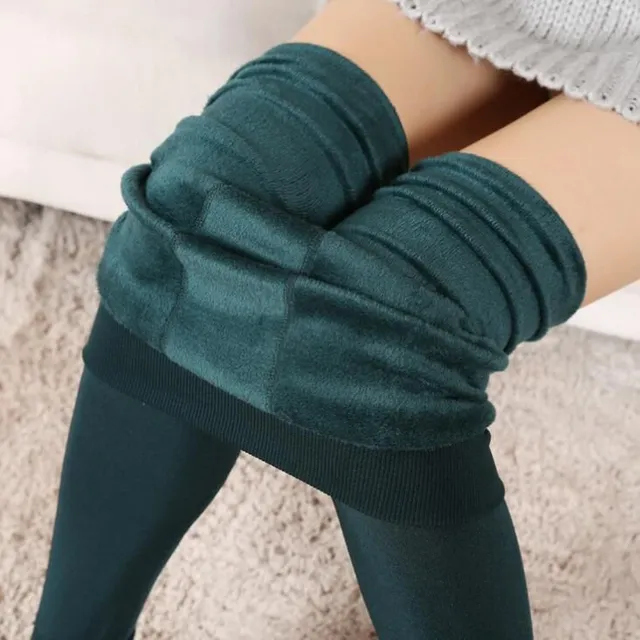 Damskie elastyczne legginsy zimowe - kolejna wersja k018 hot dark green xxl