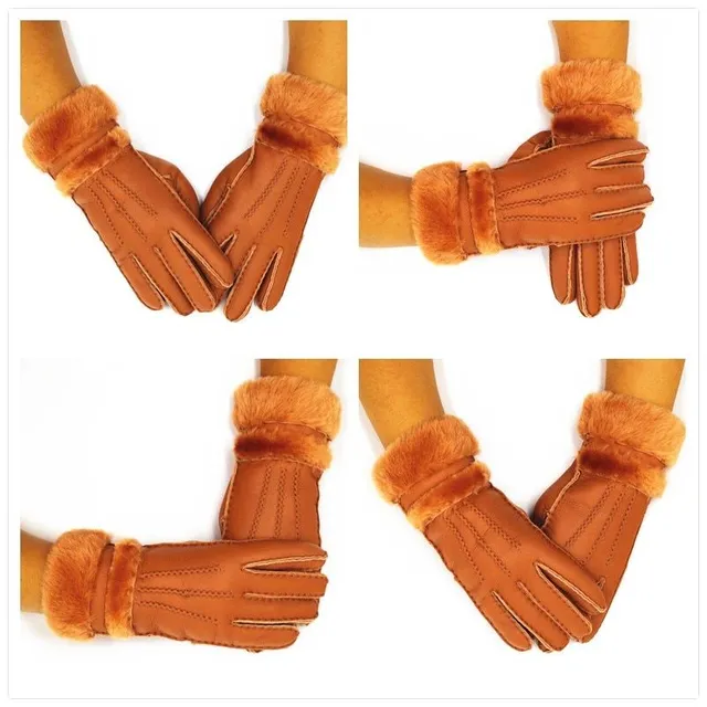 Women's winter sheepskin gloves