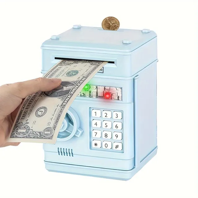 Children's electronic cash box with ATM function - coin and banknote piggy, great gift for children