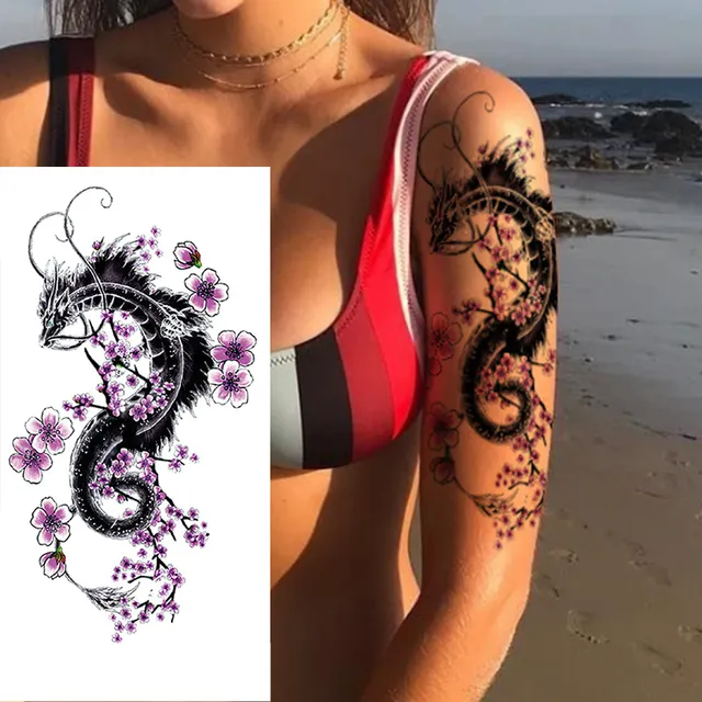 Women's waterproof fake tattoo on upper arm