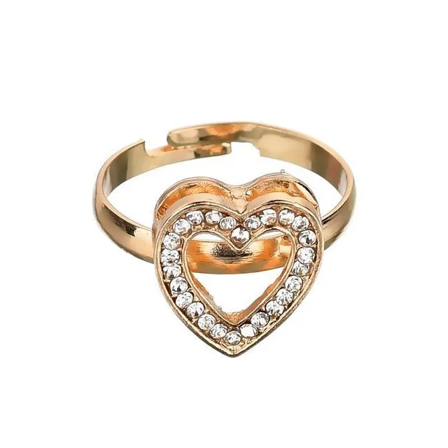 Romantic set of jewelry with hearts - gold color