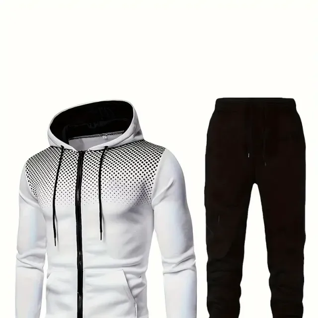 Classic Men's Athletic Kit Two-piece Wardrobe Sets Common Mikins Na Zip With Long Sleeve Kit Set with Hood and Jogging Pants Pro Exercise in Gym Run