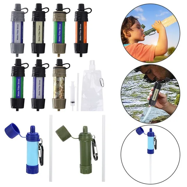 Outdoor Drinking Water Filtration Tools Hiking Survival Water Purifier w/ Straw for Emergency Camping Hiking Backpack Survival Tool