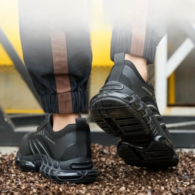 Pánské trendy pracovní boty s ocelovou špičkou, pohodlné protiskluzové šněrovací, volnočasové a odolné