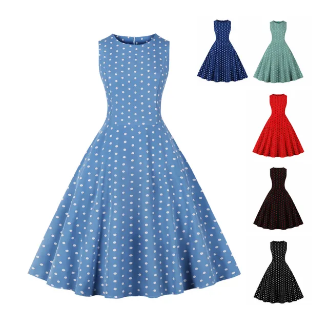 Women's retro summer dress with polka dots