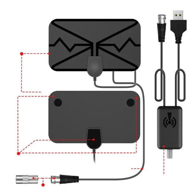 4K Intern Digital Antena TV cu receptor de semnal DVB-T2/ISDBT și amplificator 28dB