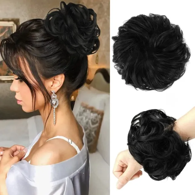 Gorgeous tousled bun - hair clip with curly extensions