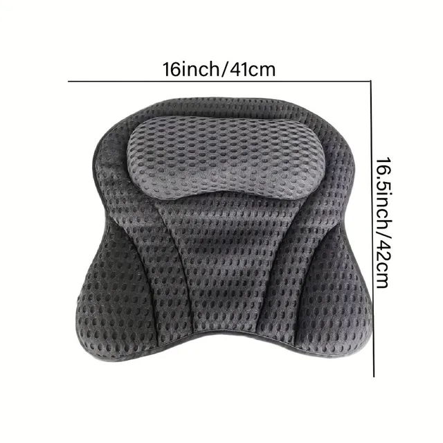 Bath tub pillow with head and neck restraint, fast drying technology 4D Air Mesh, suction cups - bathroom accessories