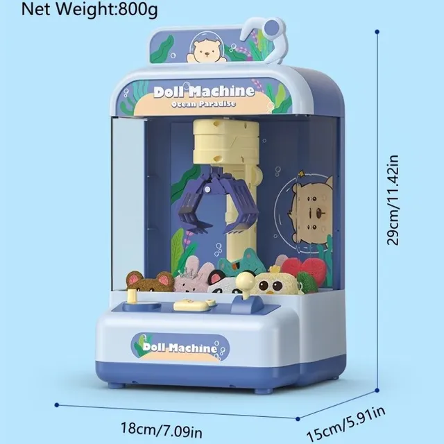 Automat de capturat păpuși pentru copii, mini-păpușă pentru casă, automat de capturat Gashapon cu monede, încărcare duală a bateriei prin cablu USB