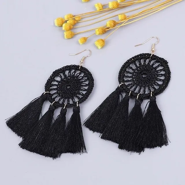 Women's hanger earrings with tassel G580