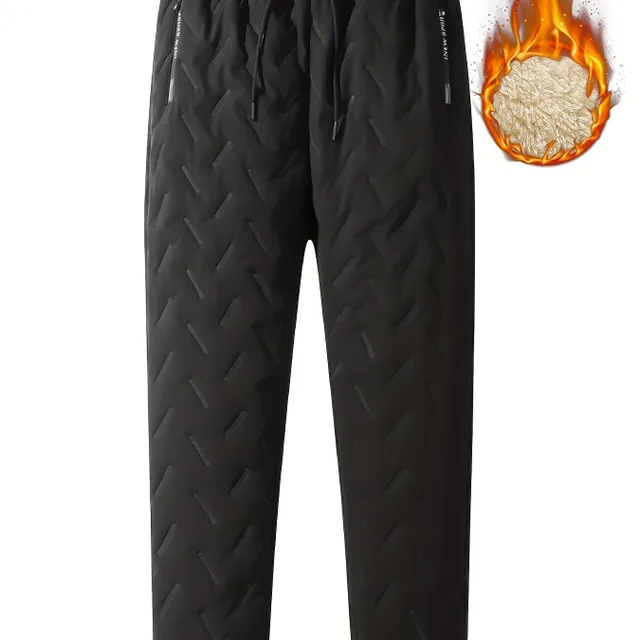 Male winter fleece pants with warm lining - Outdoor sports hiking pants, warm sweatpants