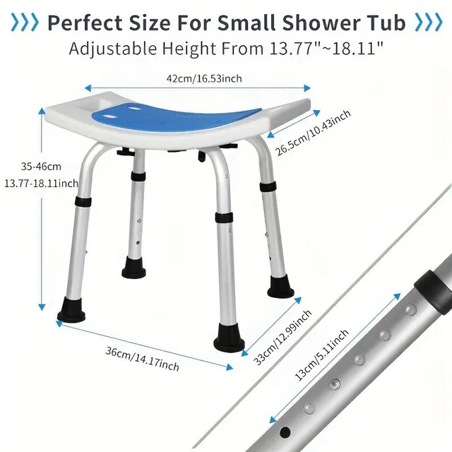 1 pc Shower chairs for seniors/medically disabled - Adjustable height of shower seat and bathtub