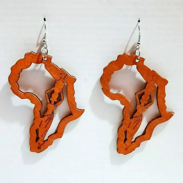 Women's luxury earrings made of African wood