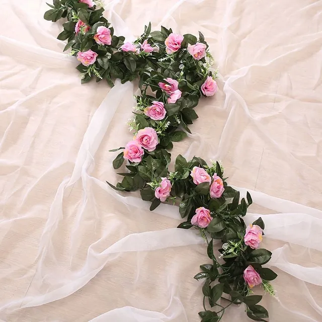 Hanging artificial flowers - garland with roses